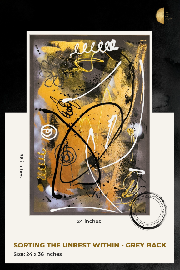 Sorting The Unrest Within - Grey Back ( 24" x 36" )